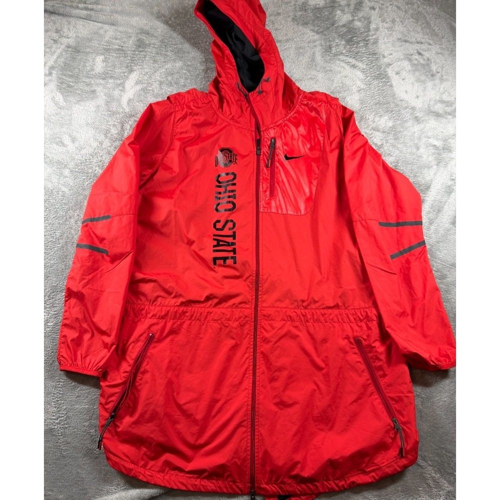 Nike Ohio State Buckeyes Womens Hooded Jacket Red Full Zip Windbreaker L